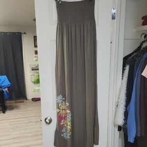 Derek Heart Green Maxi Dress with Floral Accents